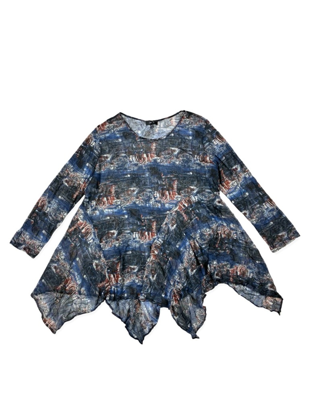 Comfy USA Sheer Mesh Asymmetric Top